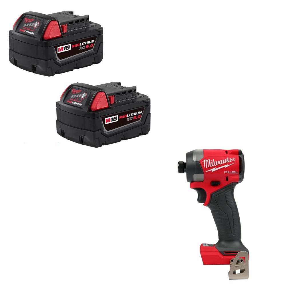 Milwaukee 48-11-1852 M18 Battery-2 Pack W/ FREE 2953-20 M18 FUEL Impact Driver