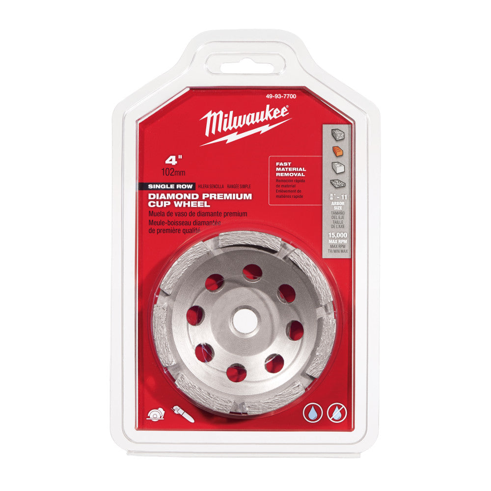 Milwaukee 49-93-7700 4 Diamond Cup Wheel Single Rim