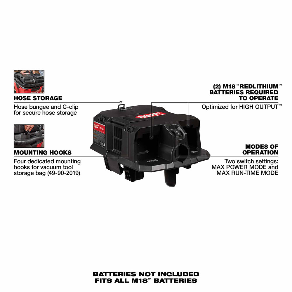 Milwaukee 0921-20 M18 FUEL Dual Battery Wet/Dry Vacuum Motor Head