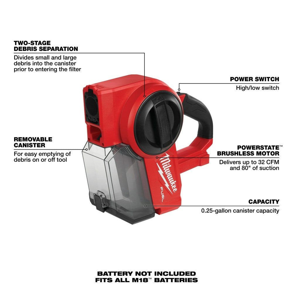 Milwaukee  0940-20 M18 FUEL Compact Vacuum, Bare Tool