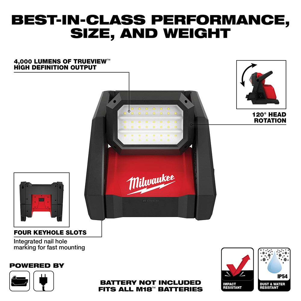 Milwaukee 2366-20 M18 ROVER Dual Power Flood Light, Bare Tool