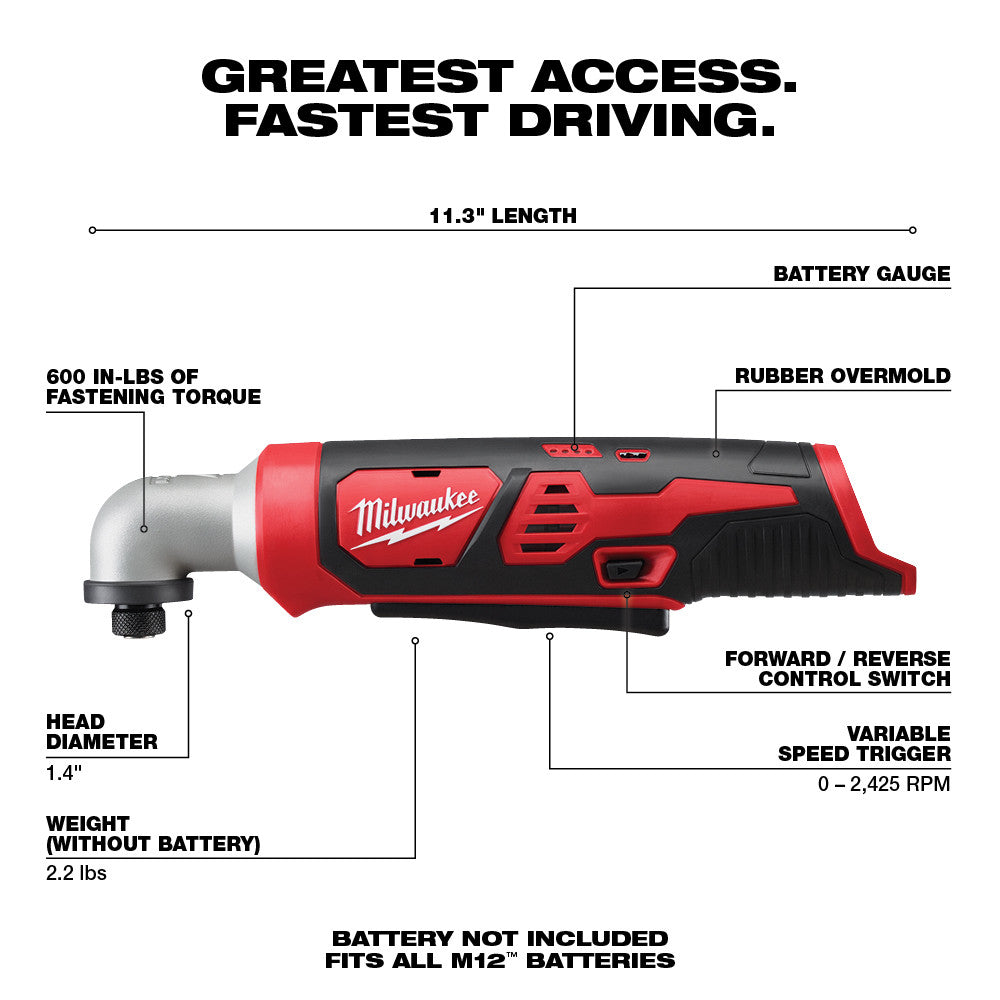 Milwaukee  2467-20 M12 1/4 Hex Right Angle Impact Driver (Tool Only)