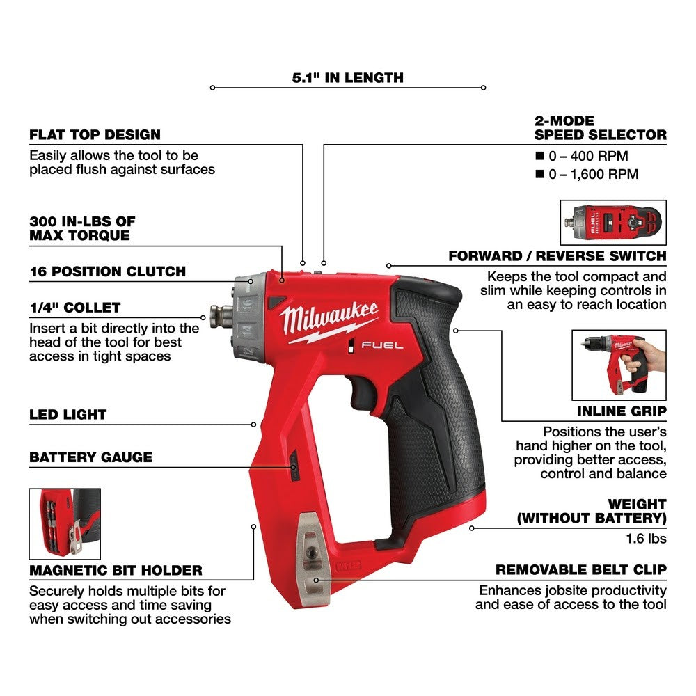 Milwaukee 2505-20 M12 FUEL Installation Drill/Driver, Tool Only