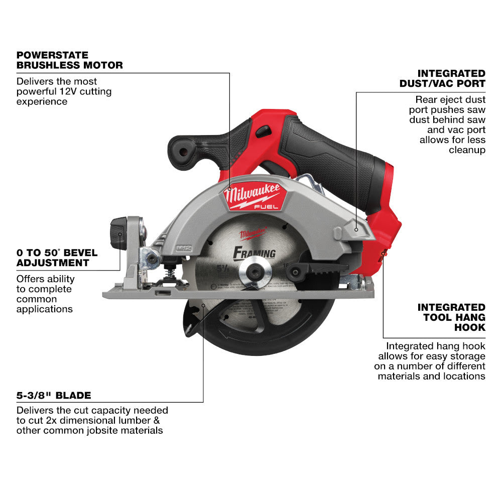 Milwaukee 2521-20 M12 FUEL 5-3/8 Circular Saw