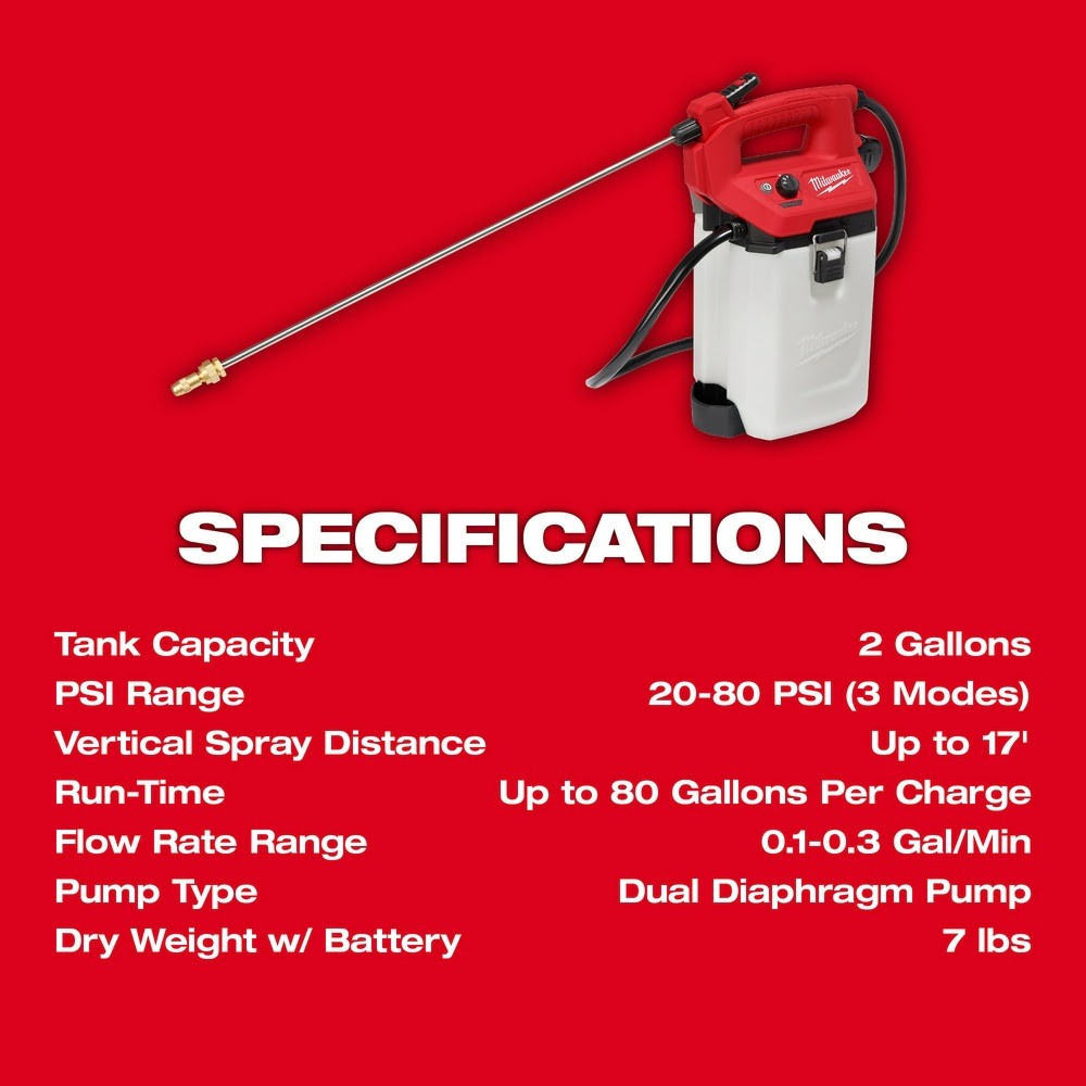 Milwaukee 2528-21G2 M12 2 Gallon Handheld Sprayer Kit