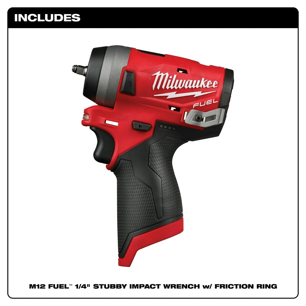 Milwaukee 2552-20 M12 FUEL Stubby 1/4 Impact Wrench, Bare Tool