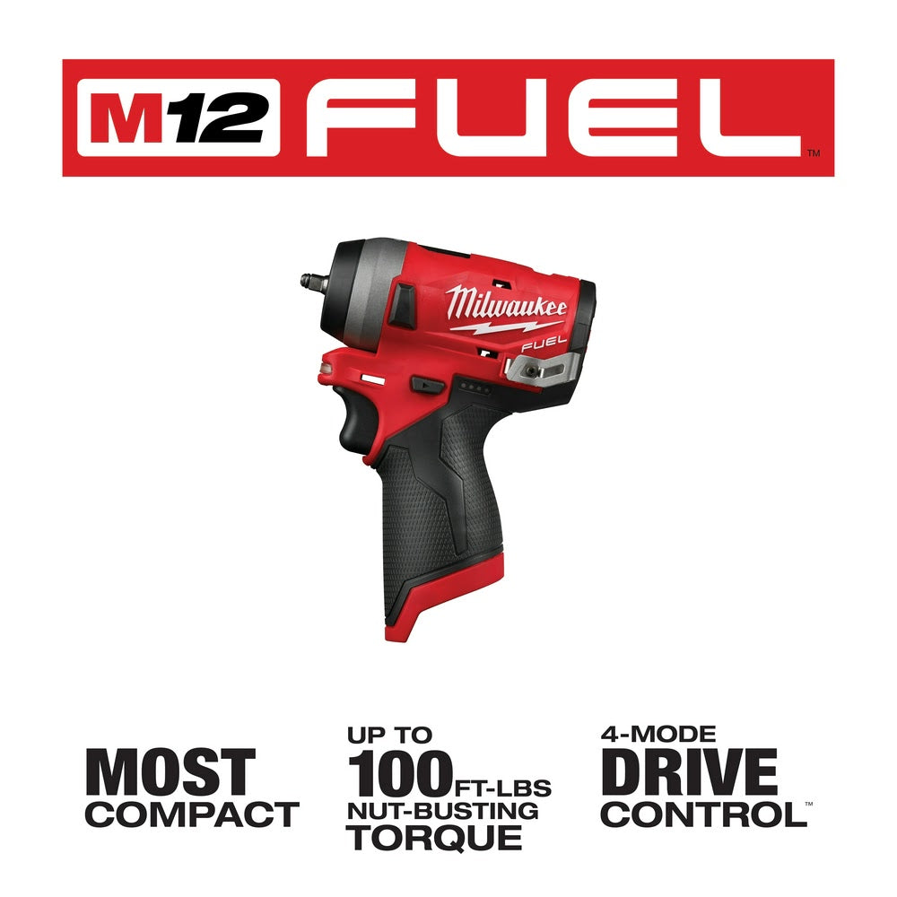 Milwaukee 2552-20 M12 FUEL Stubby 1/4 Impact Wrench, Bare Tool