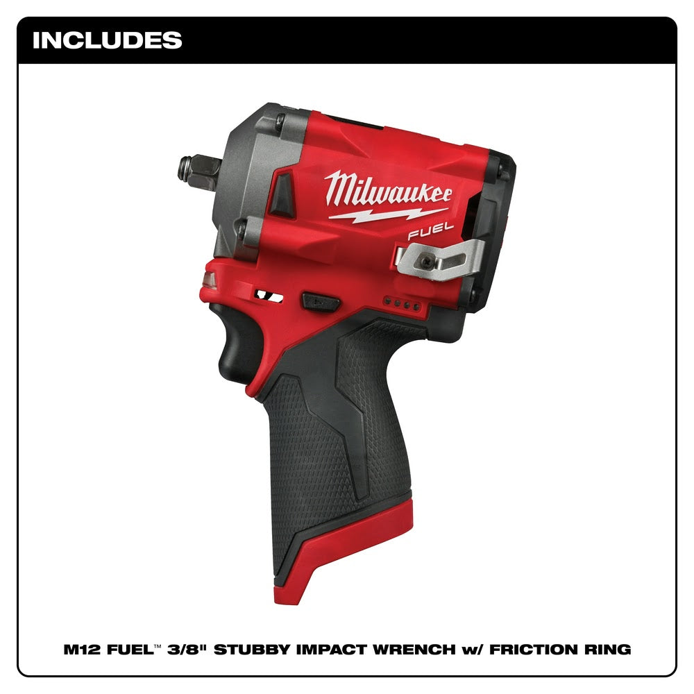 Milwaukee 2554-20 M12 FUEL Stubby 3/8 Impact Wrench, Bare