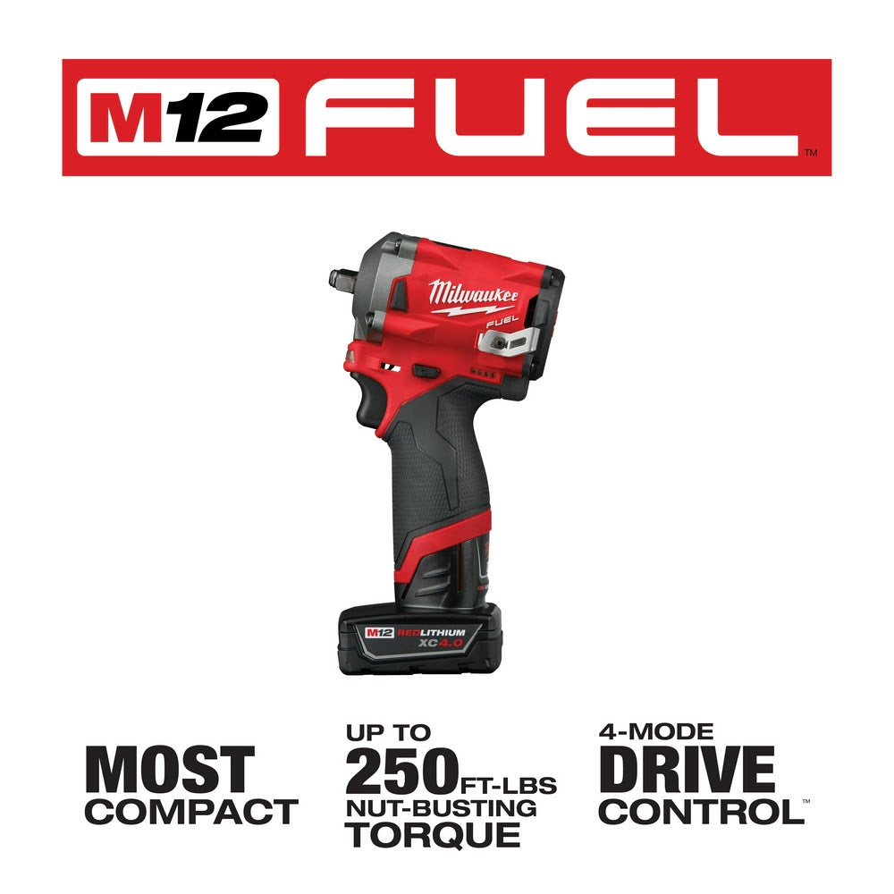 Milwaukee 2554-22 M12 FUEL Stubby 3/8 Impact Wrench Kit