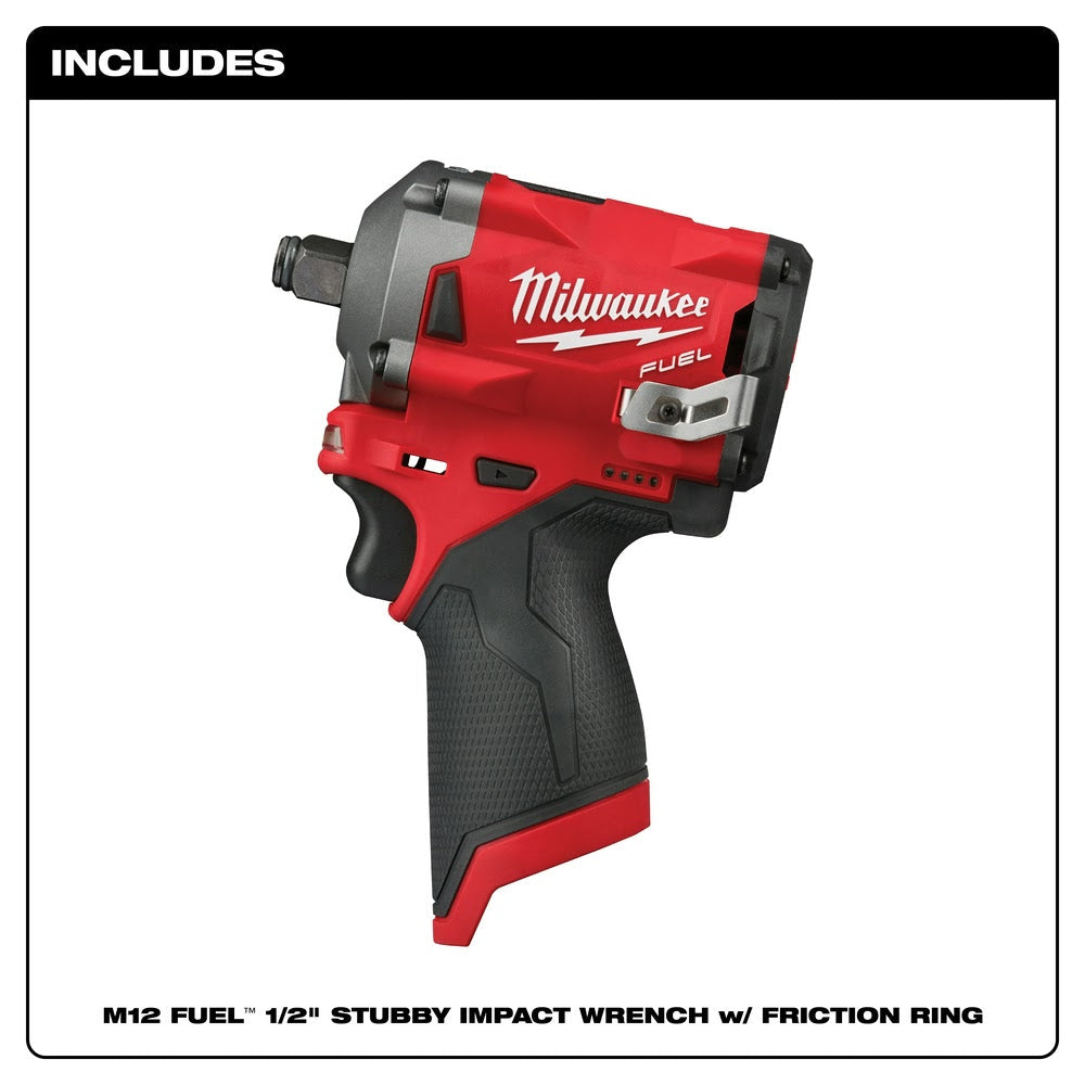 Milwaukee 2555-20 M12 FUEL Stubby 1/2 Impact Wrench, Bare Tool