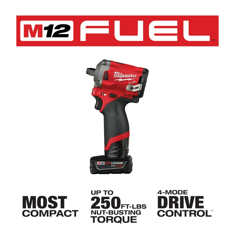 Milwaukee 2555-22 M12 FUEL Stubby 1/2 Impact Wrench Kit