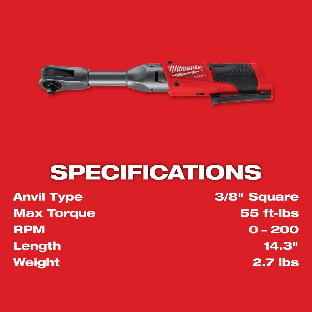 Milwaukee 2560-21 M12 FUEL 3/8 Extended Reach Ratchet 1 Battery Kit