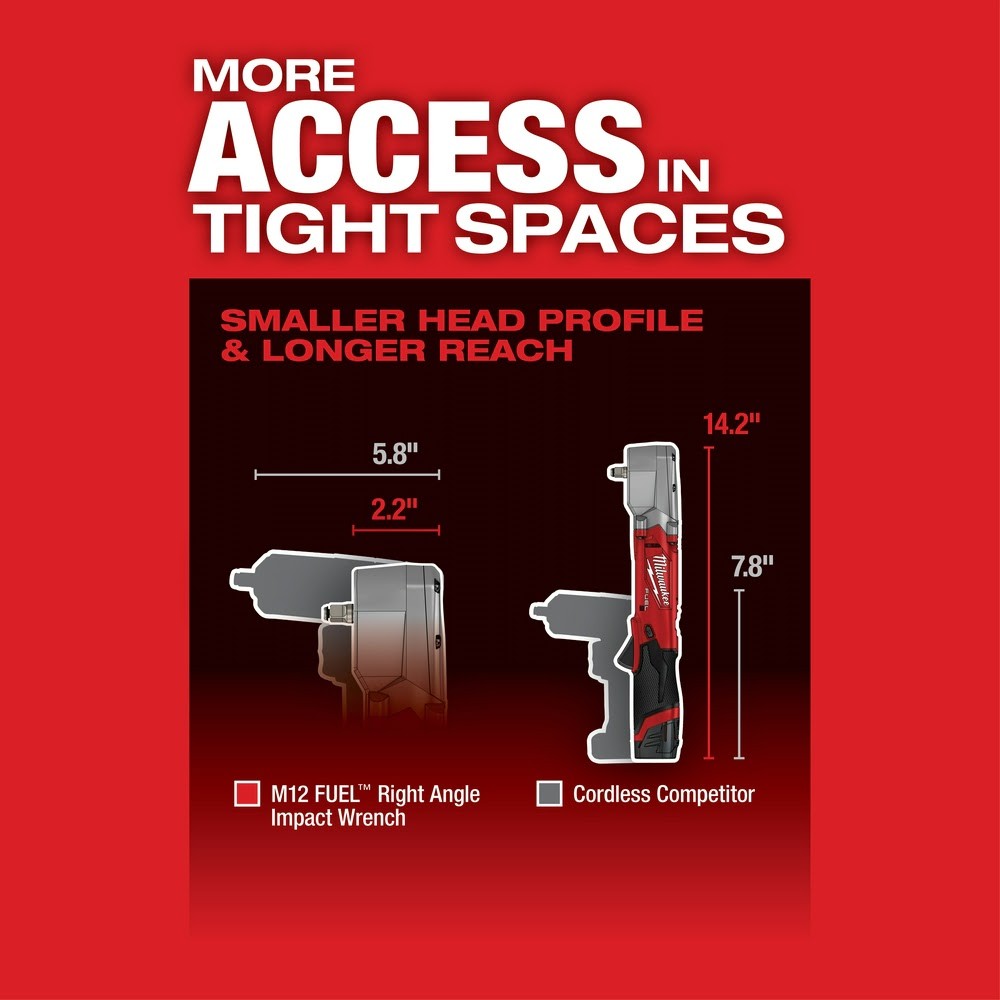 Milwaukee 2564-20 M12 FUEL 3/8 Right Angle Impact Wrench w/ Friction Ring, Bare Tool