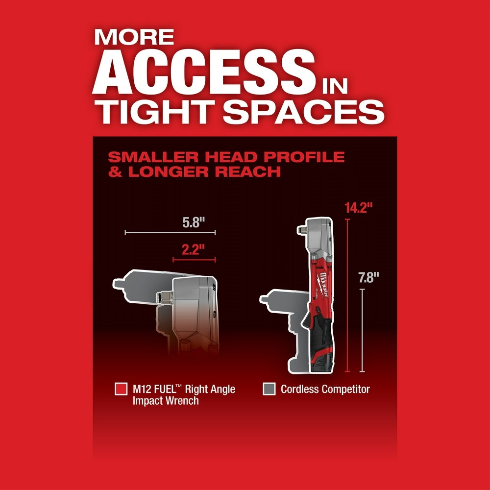 Milwaukee 2565-20 M12 FUEL  1/2 Right Angle Impact Wrench, Bare Tool