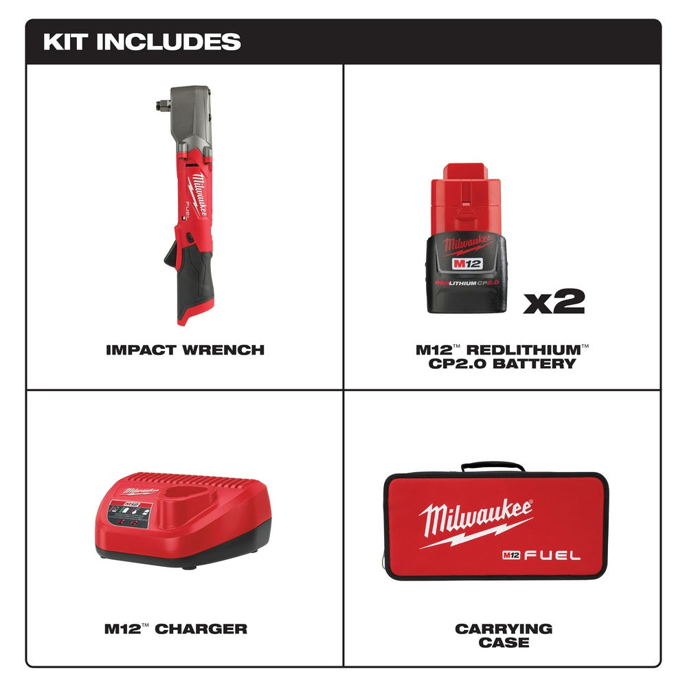 Milwaukee 2565-22 M12 FUEL 1/2 Right Angle Impact Wrench Kit