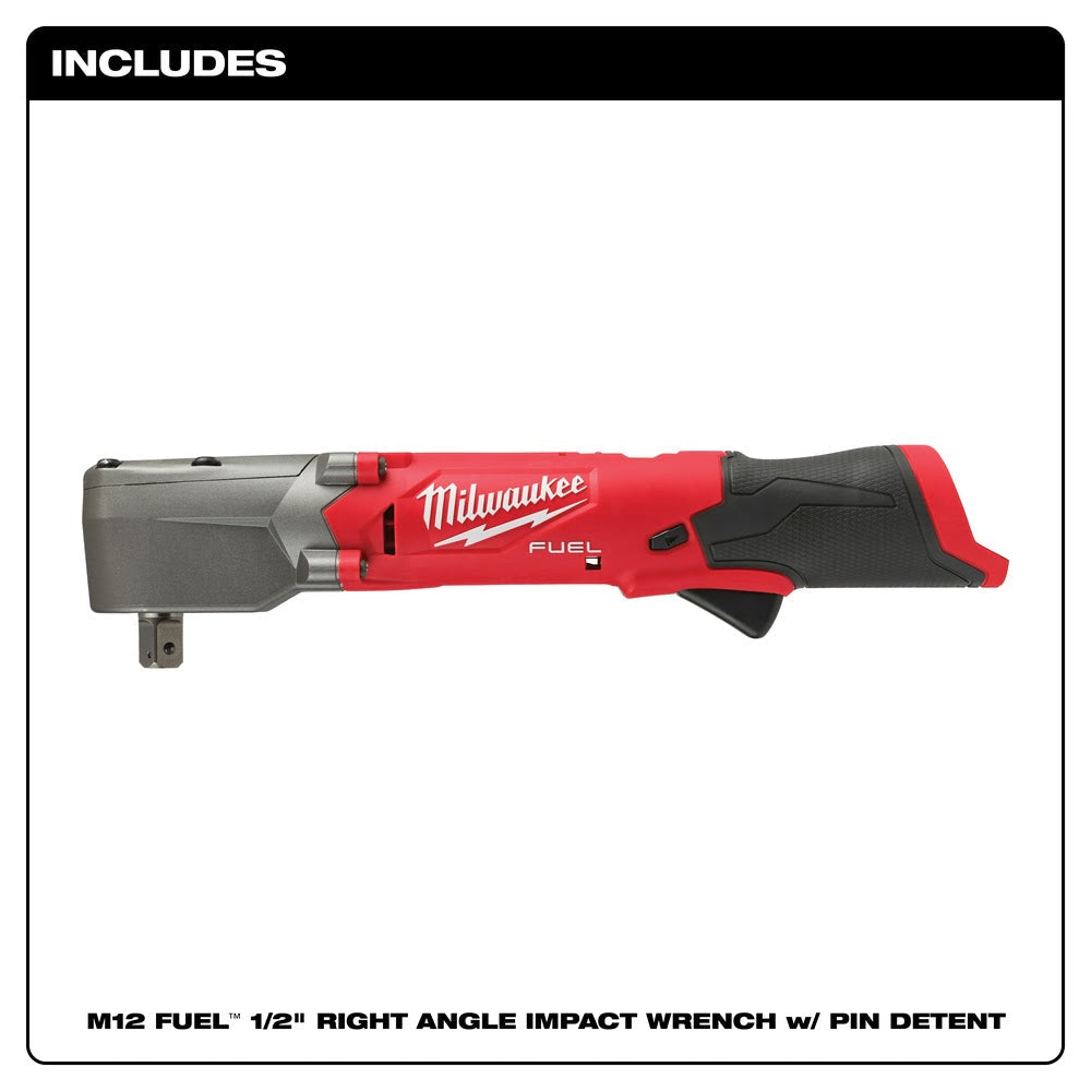 Milwaukee 2565P-20 M12 FUEL 1/2 Right Angle Impact Wrench w/ Pin Detent, Bare Tool