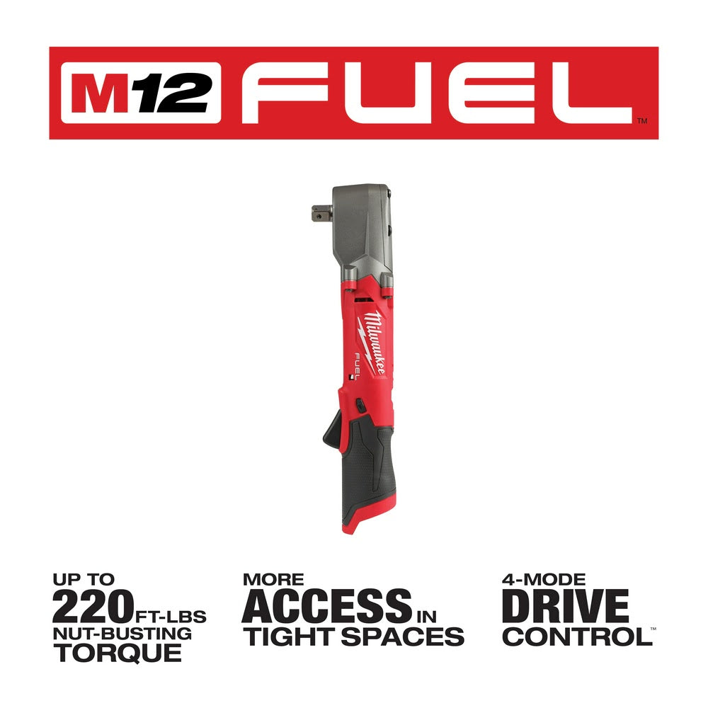 Milwaukee 2565P-20 M12 FUEL 1/2 Right Angle Impact Wrench w/ Pin Detent, Bare Tool