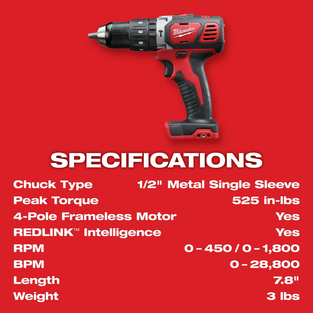 Milwaukee 2607-20 M18 1/2 Compact Hammer Drill/Driver (Tool Only)