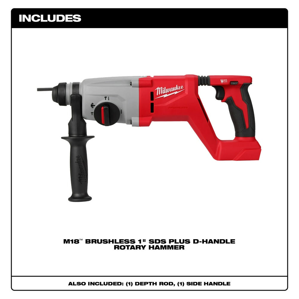 Milwaukee 2613-20 M18 Brushless 1 SDS Plus D-Handle Rotary Hammer, Bare