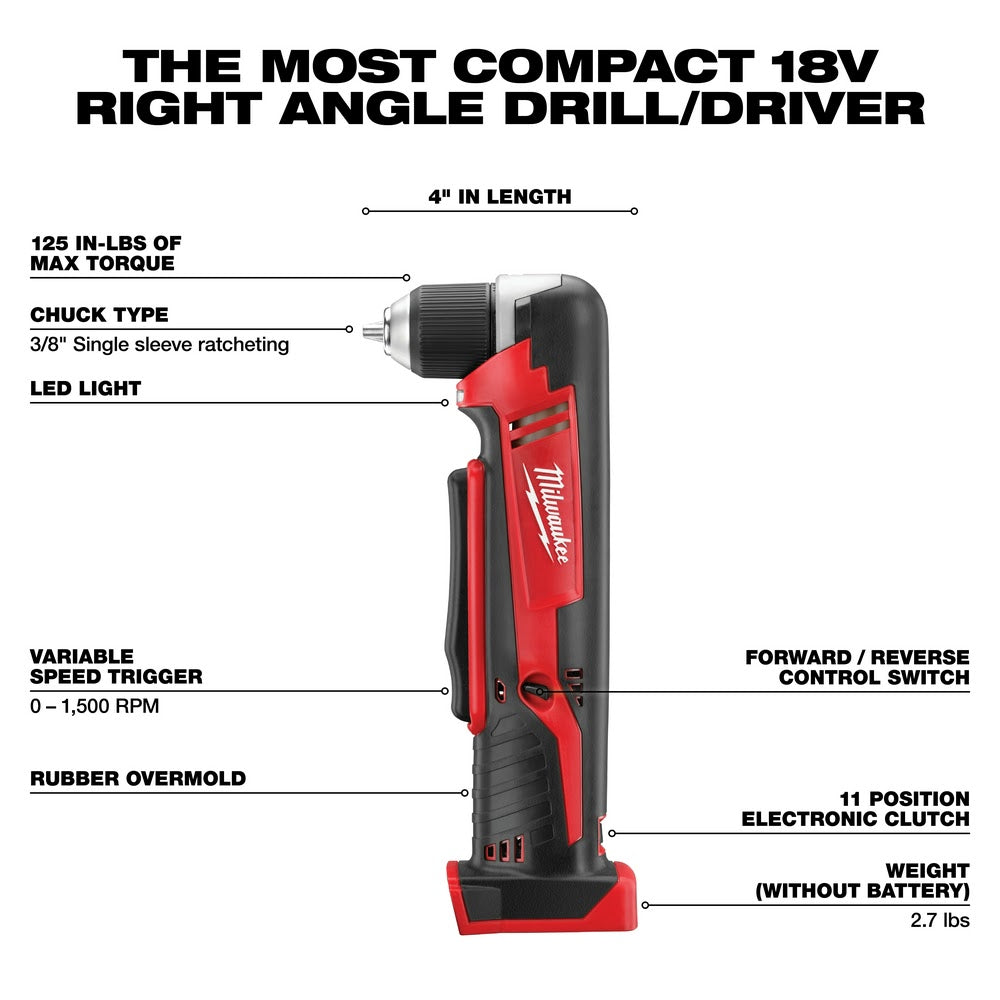 Milwaukee 2615-20 M18 Right Angle Drill, Tool only