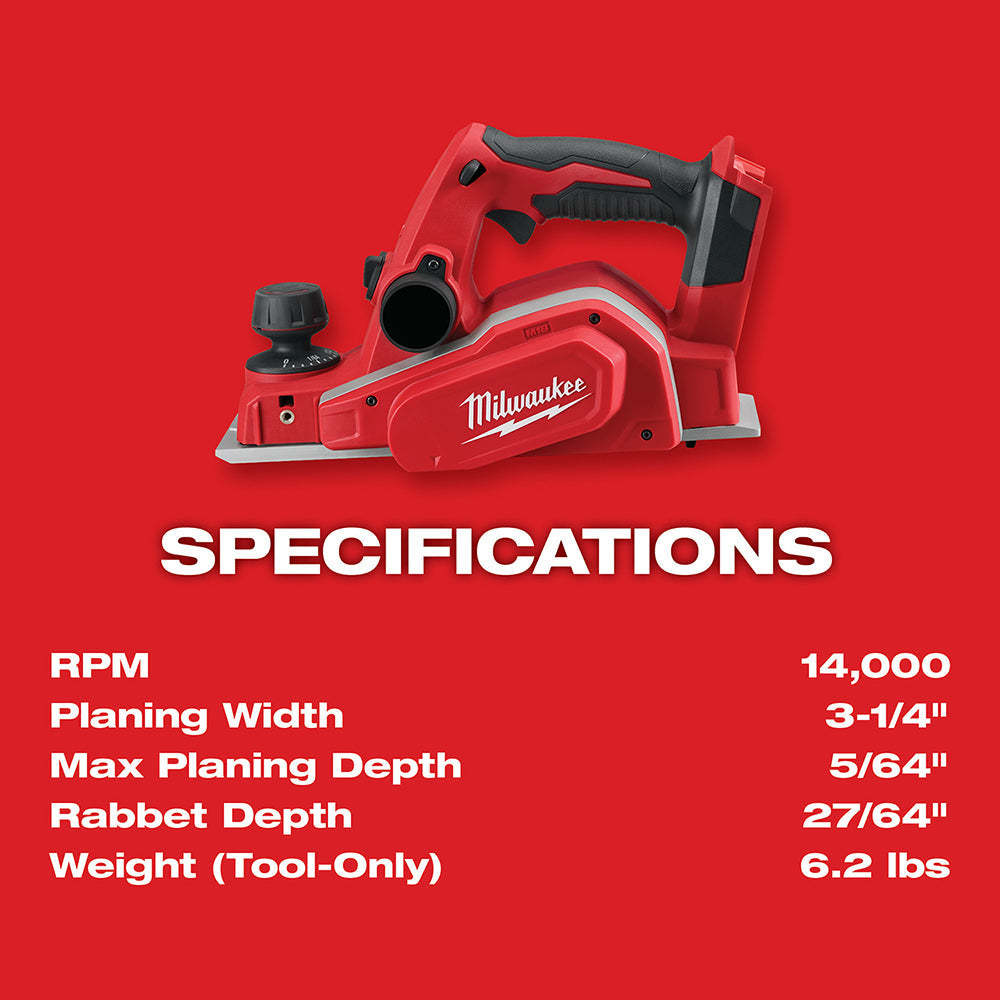 Milwaukee 2623-20 M18 3-1/4 Planer (Tool Only)