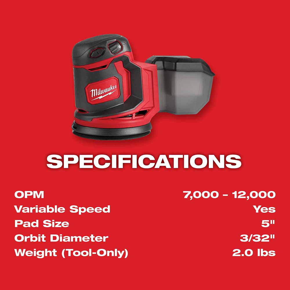 Milwaukee 2648-20 M18 Random Orbit Sander, Bare Tool