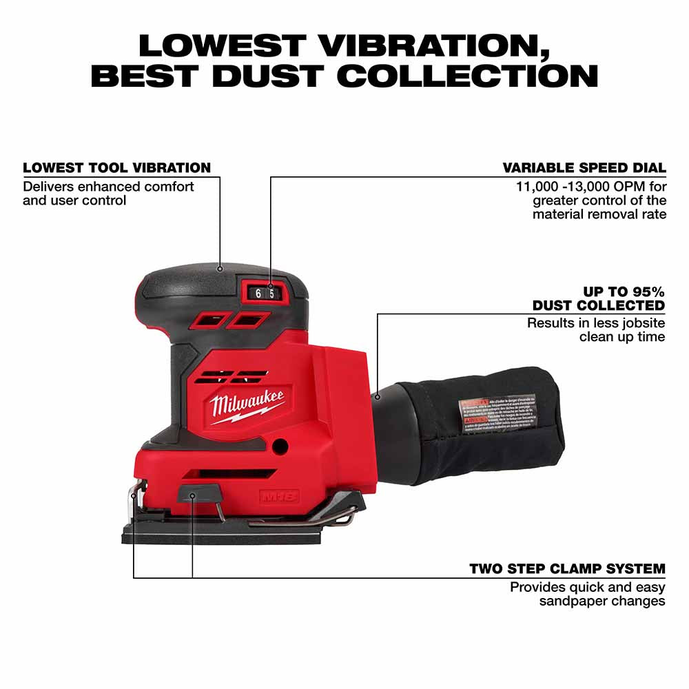 Milwaukee 2649-20 M18 Orbital 1/4 Sheet Sander, Bare