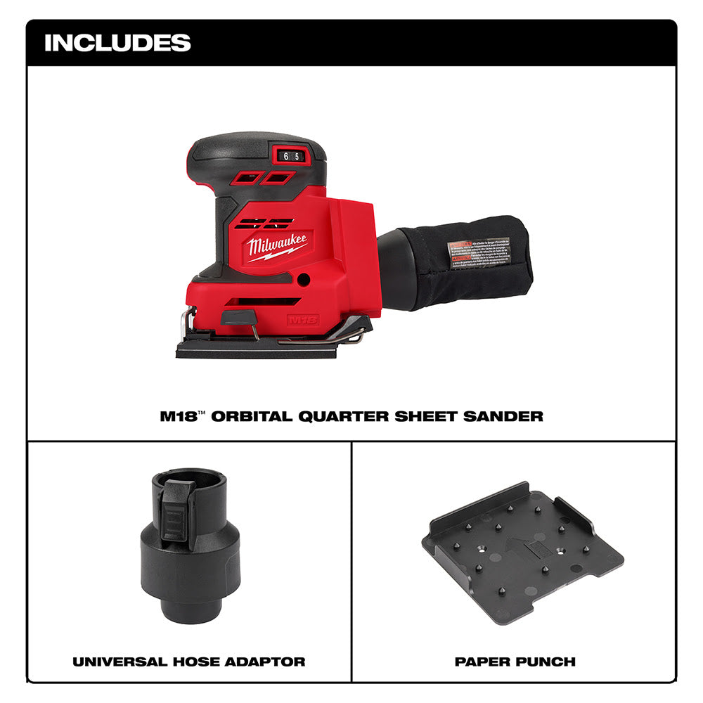 Milwaukee 2649-20 M18 Orbital 1/4 Sheet Sander, Bare