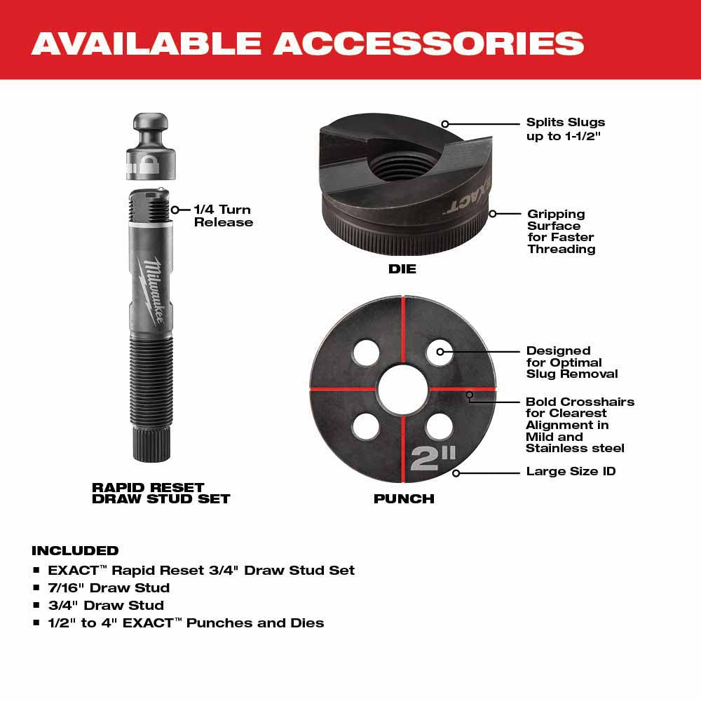 Milwaukee 2677-23 M18 FORCELOGIC 6T Knockout Tool 1/2 - 4 Kit