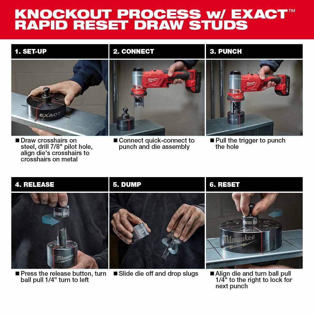 Milwaukee 2677-23 M18 FORCELOGIC 6T Knockout Tool 1/2 - 4 Kit