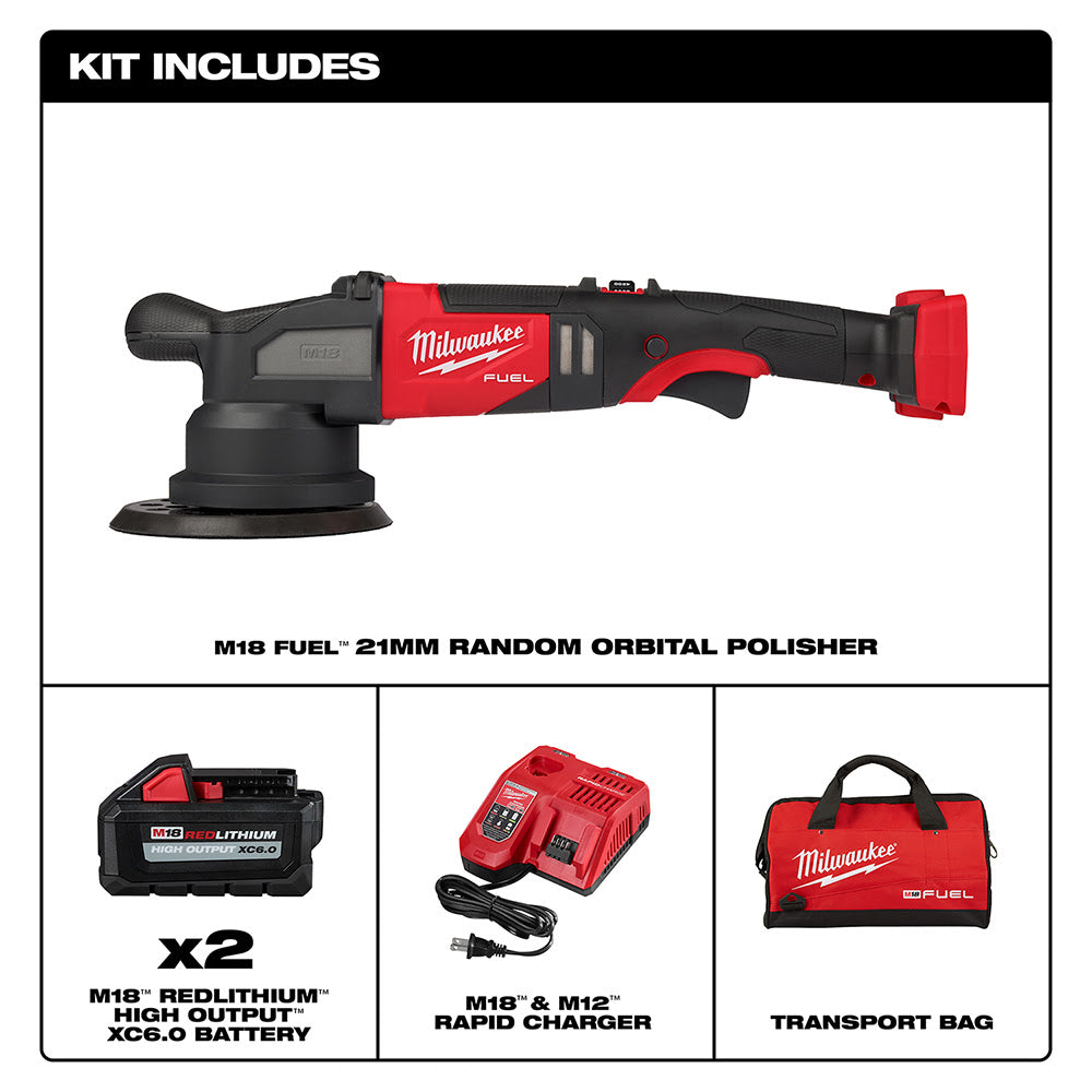 Milwaukee 2685-22HD M18 FUEL 21mm Random Orbital Polisher Kit