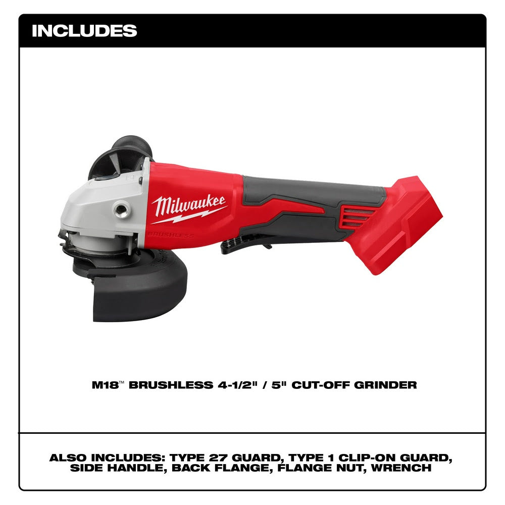 Milwaukee 2686-20 M18 Brushless 4-1/2 / 5 Cut-Off Grinder, Paddle Switch