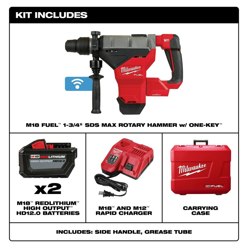 Milwaukee 2718-22HD M18 FUEL 1-3/4 SDS MAX Rotary Hammer ONE KEY Kit 2-Battery