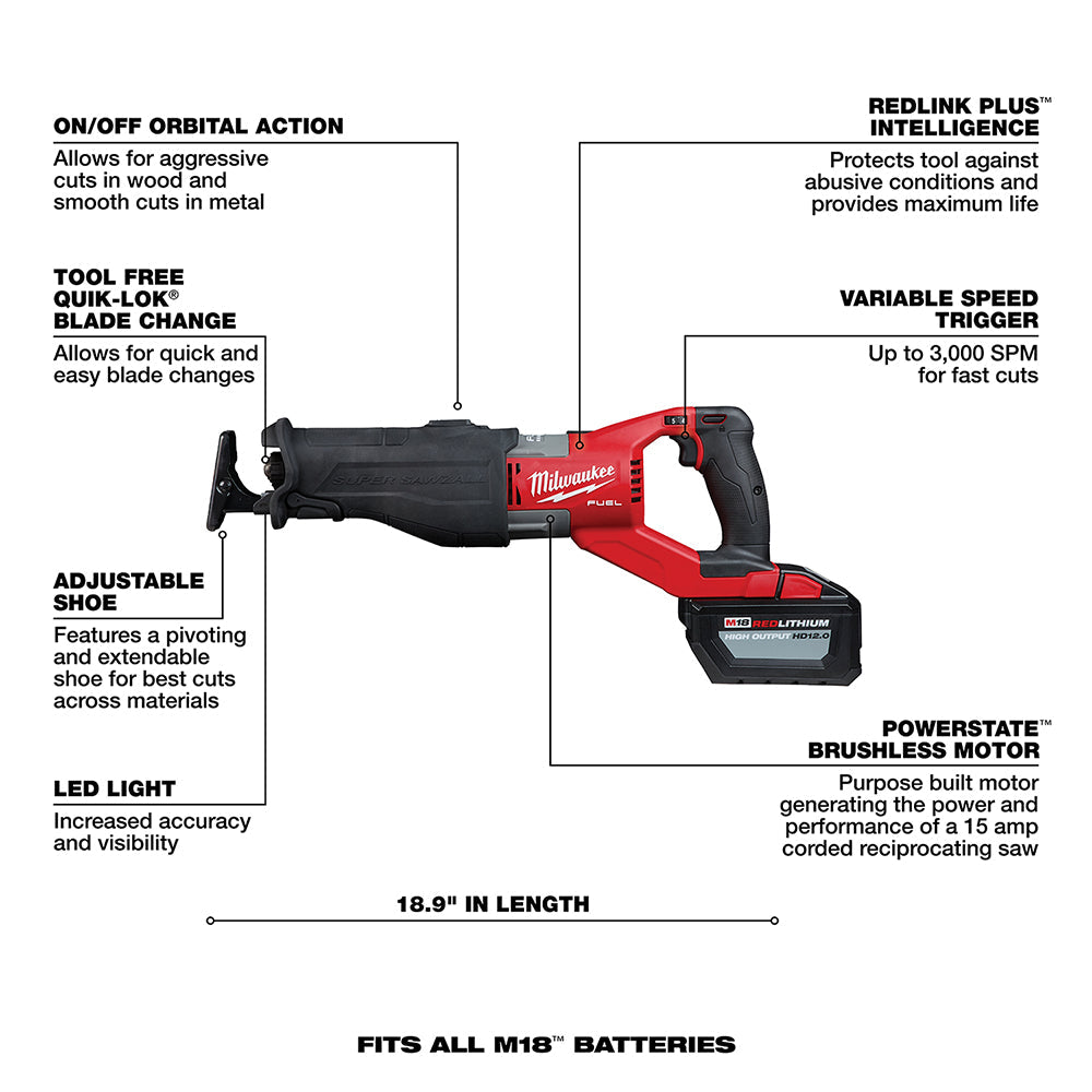 Milwaukee 2722-21HD M18 FUEL Super Sawzall Kit