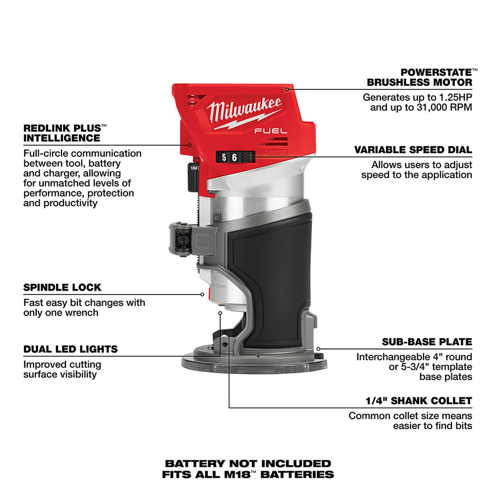 Milwaukee 2723-20 M18 FUEL COMPACT ROUTER (BARE)