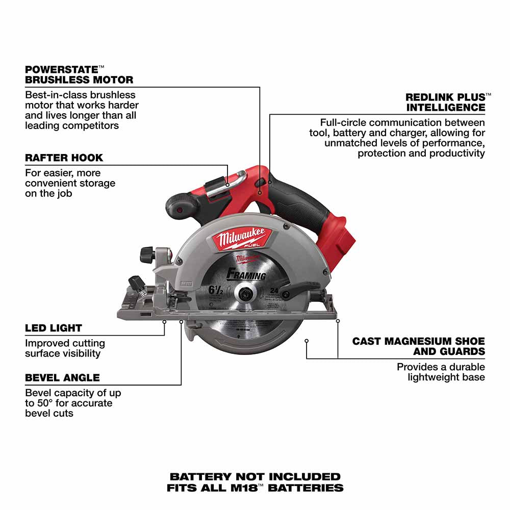 Milwaukee 2730-20 M18 FUEL 6-1/2 Circular Saw Tool Only