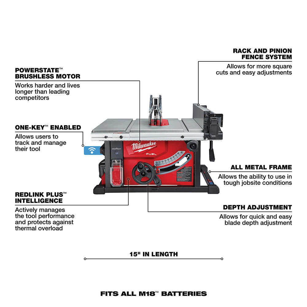 Milwaukee 2736-21HD M18 FUEL 8-1/4 Table Saw with One-Key Kit