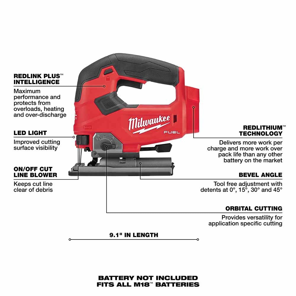 Milwaukee 2737-20 M18 FUEL D-Handle Jig Saw, Bare Tool