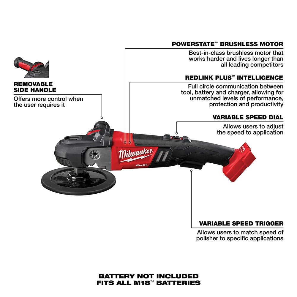 Milwaukee 2738-20 M18 FUEL 7 Variable Speed Polisher, Bare Tool