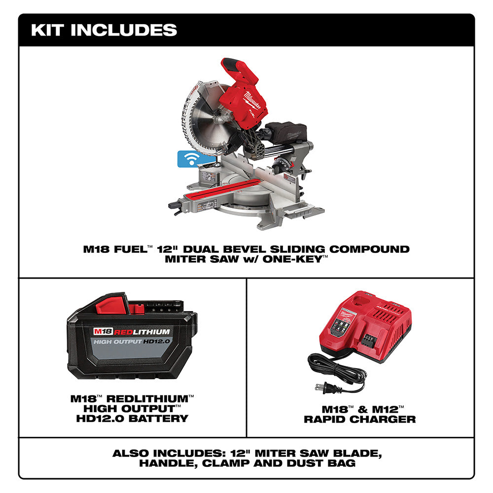 Milwaukee 2739-21HD M18 FUEL 12 Dual Bevel Sliding Compound Miter Saw - Kit