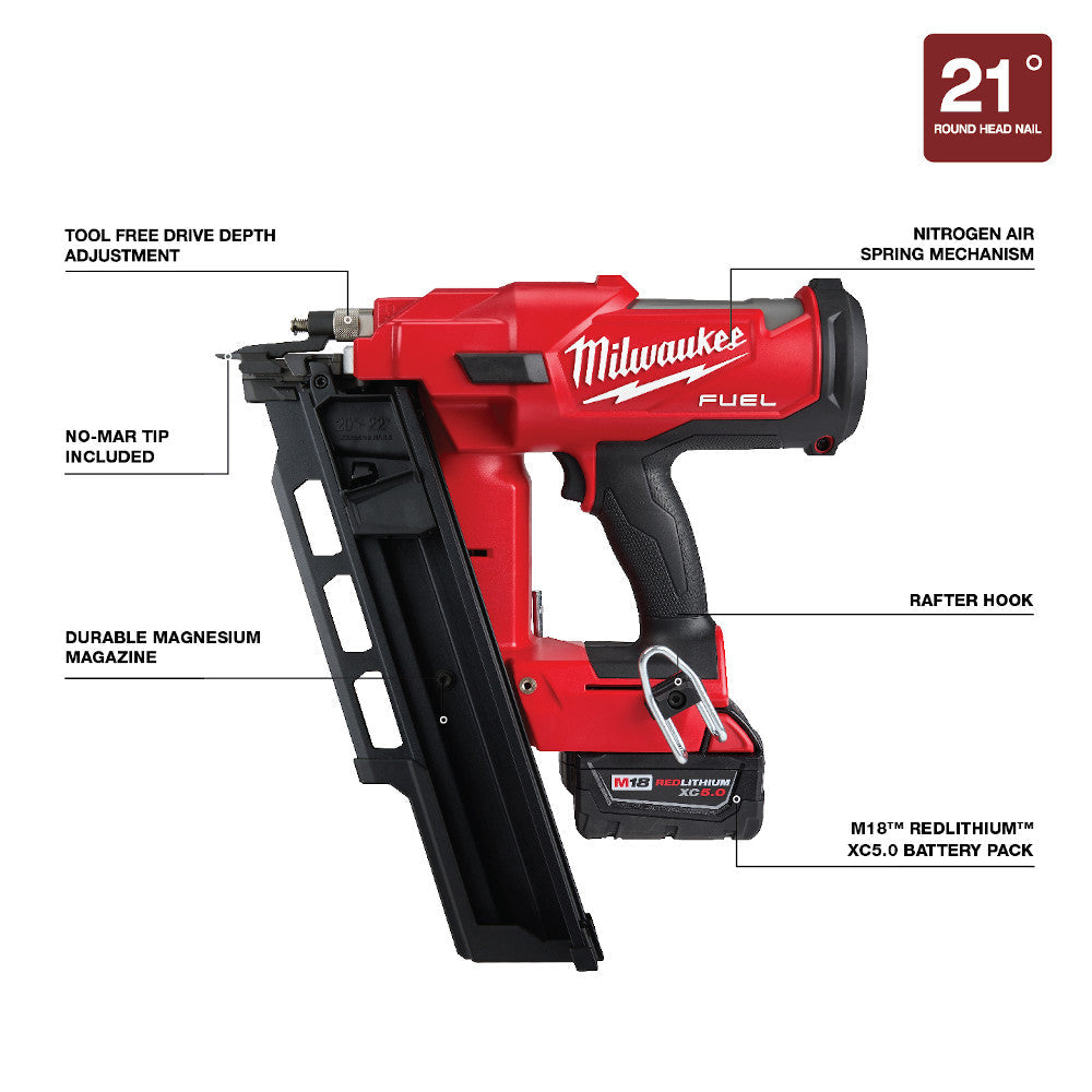 Milwaukee  2744-21 M18 FUEL™ 21 Degree Framing Nailer Kit