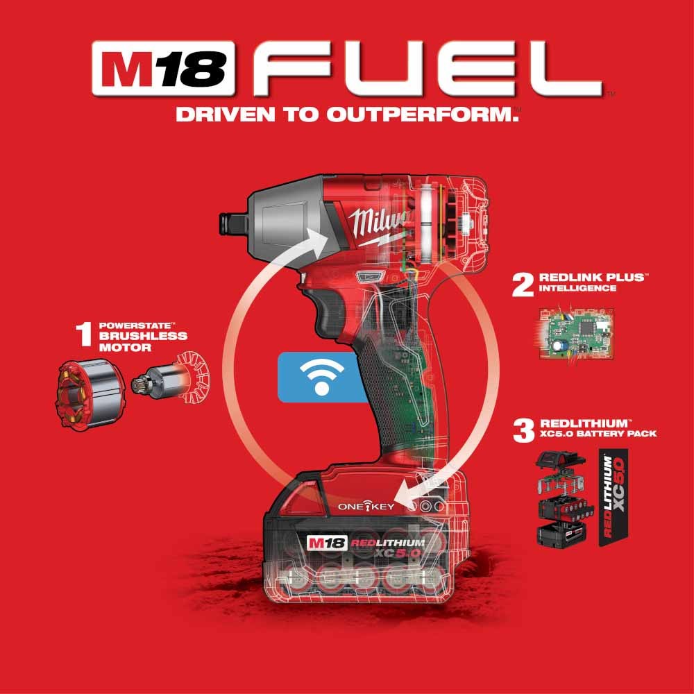 Milwaukee 2758-22 M18 FUEL 3/8 Compact Impact Wrench with Friction Ring with ONE-KEY Kit