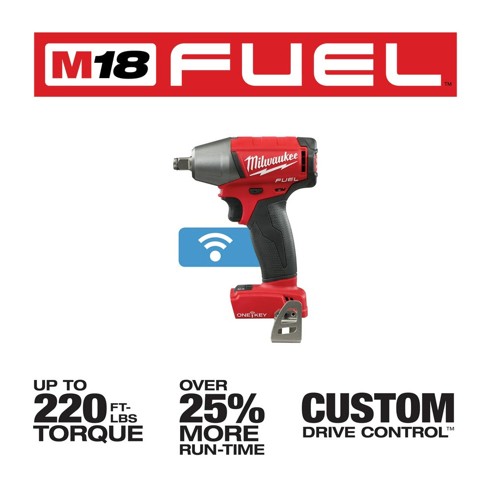 Milwaukee 2759B-20 M18 FUEL 1/2 Compact Impact Wrench with Friction Ring with ONE-KEY (Bare Tool)