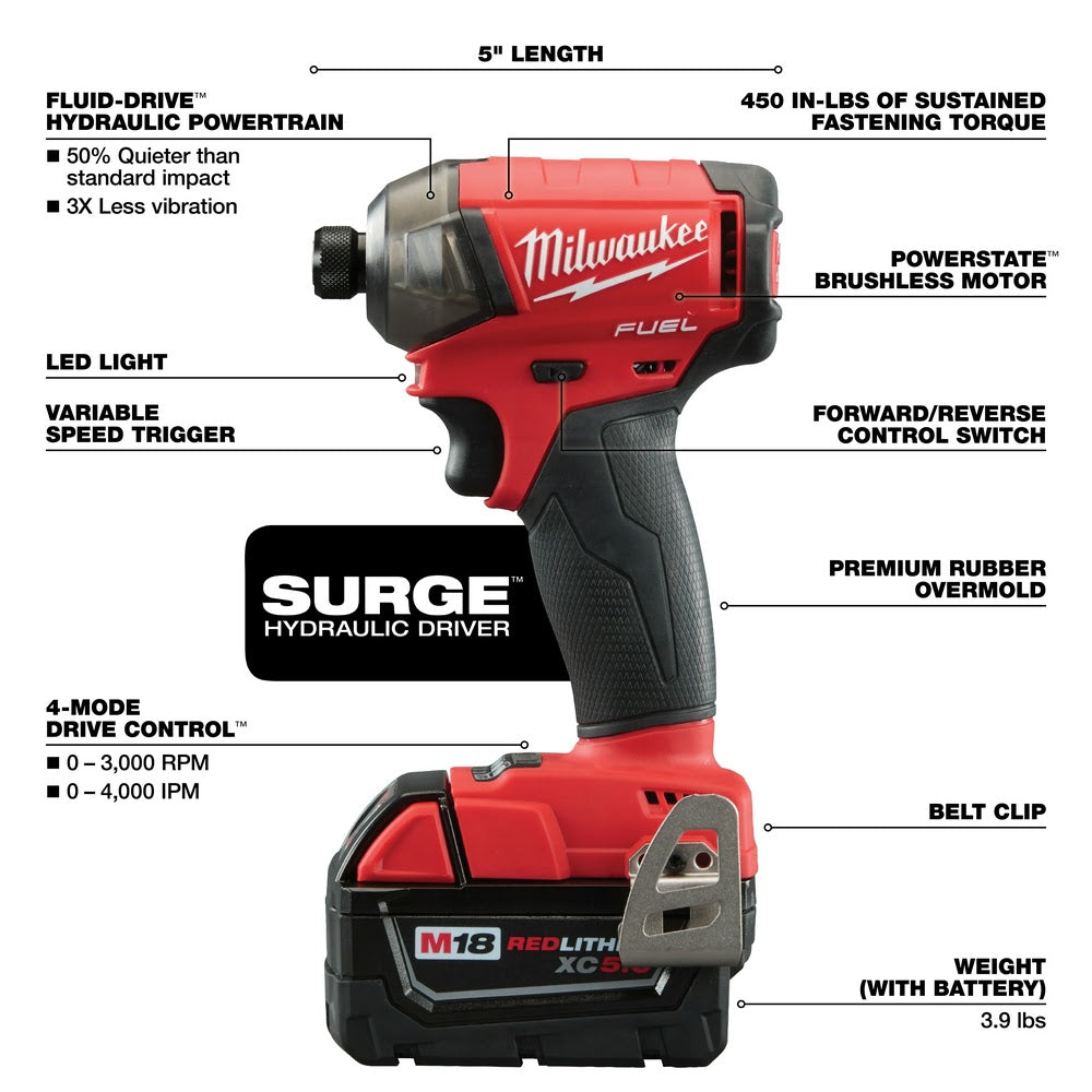 Milwaukee 2760-20 M18 FUEL SURGE 1/4 Hex Hydraulic Driver Bare Tool