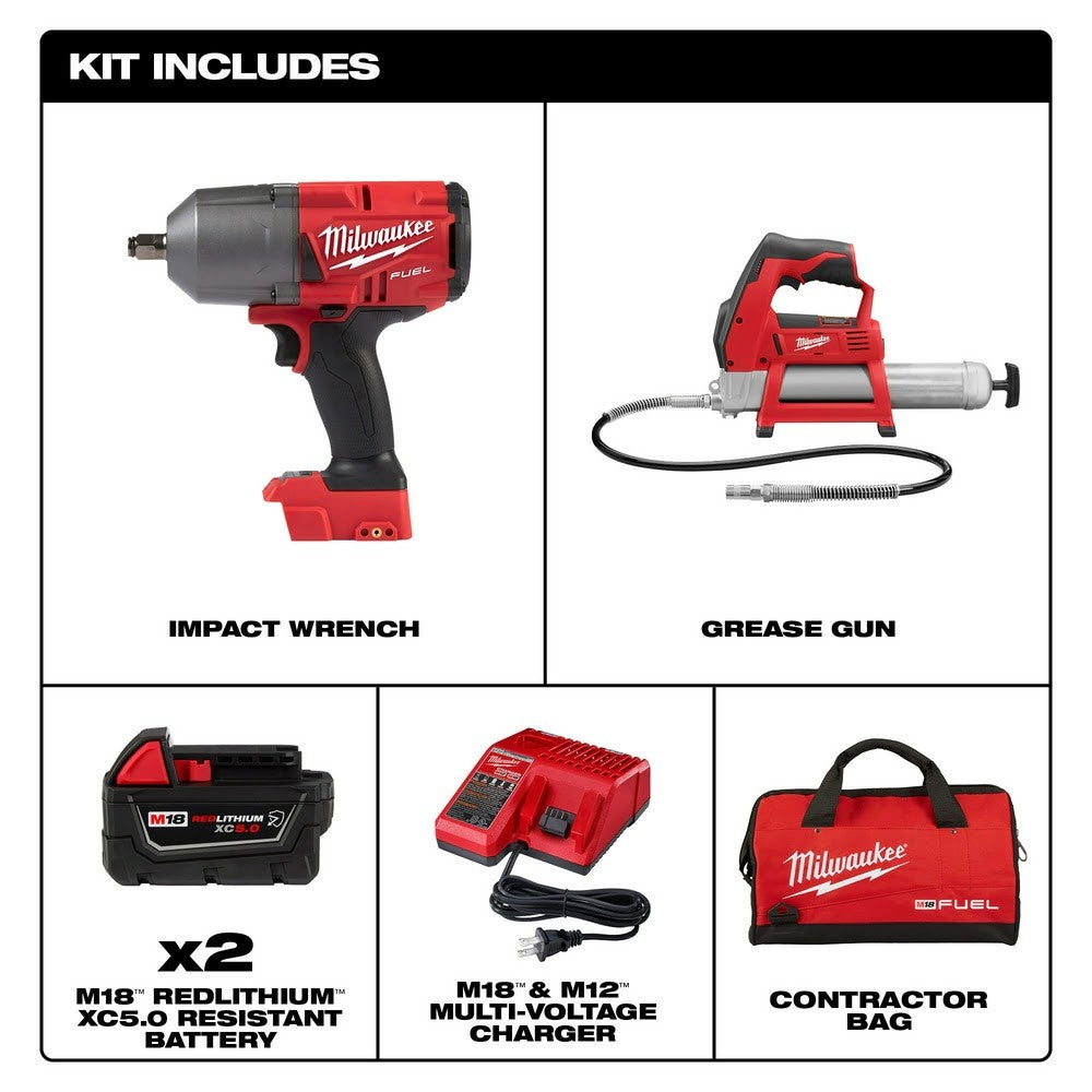 Milwaukee 2767-22GR M18 FUEL HTIW w/ Grease Gun Kit