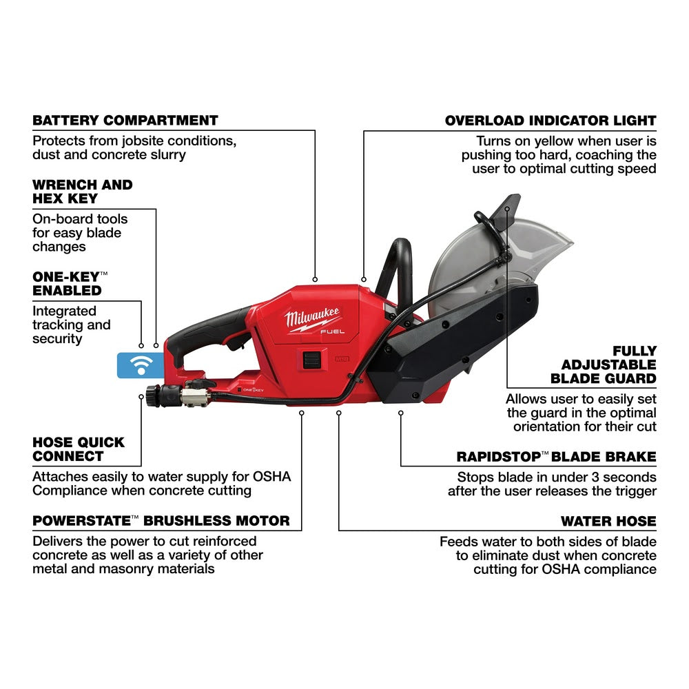 Milwaukee 2786-20 M18 FUEL 9 Cut-Off Saw w/ ONE-KEY Bare Tool