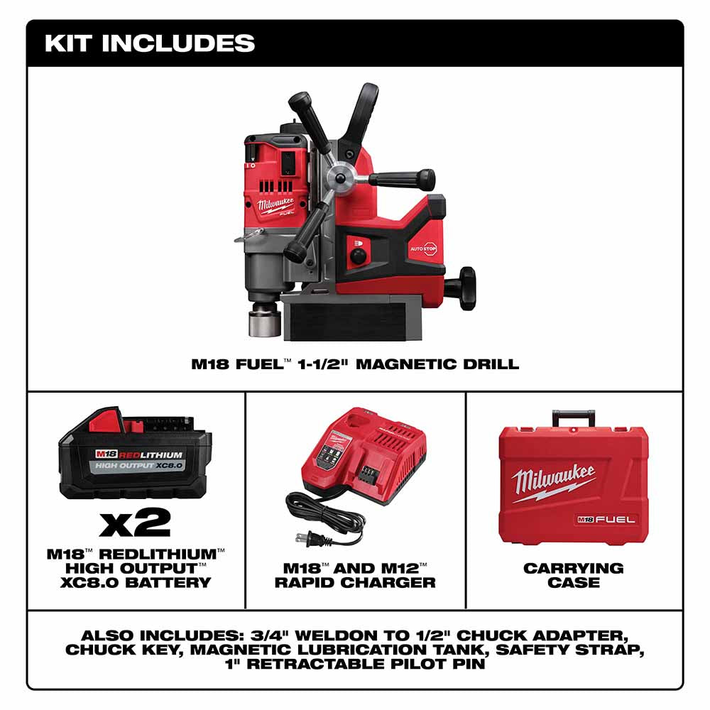 Milwaukee 2787-22HD M18 FUEL 1-1/2 Magnetic Drill High Demand Kit