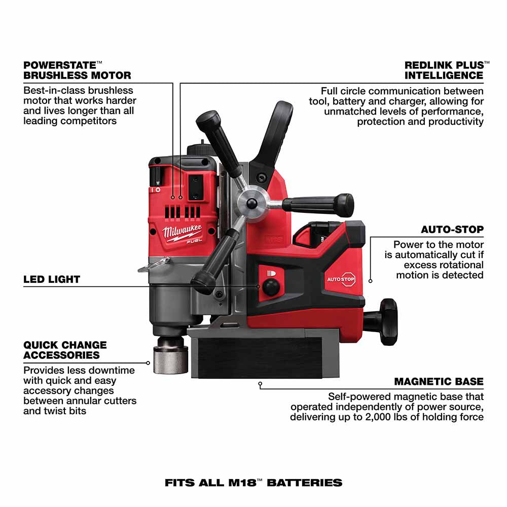 Milwaukee 2787-22HD M18 FUEL 1-1/2 Magnetic Drill High Demand Kit