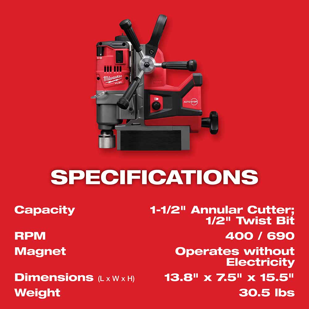 Milwaukee 2787-22HD M18 FUEL 1-1/2 Magnetic Drill High Demand Kit