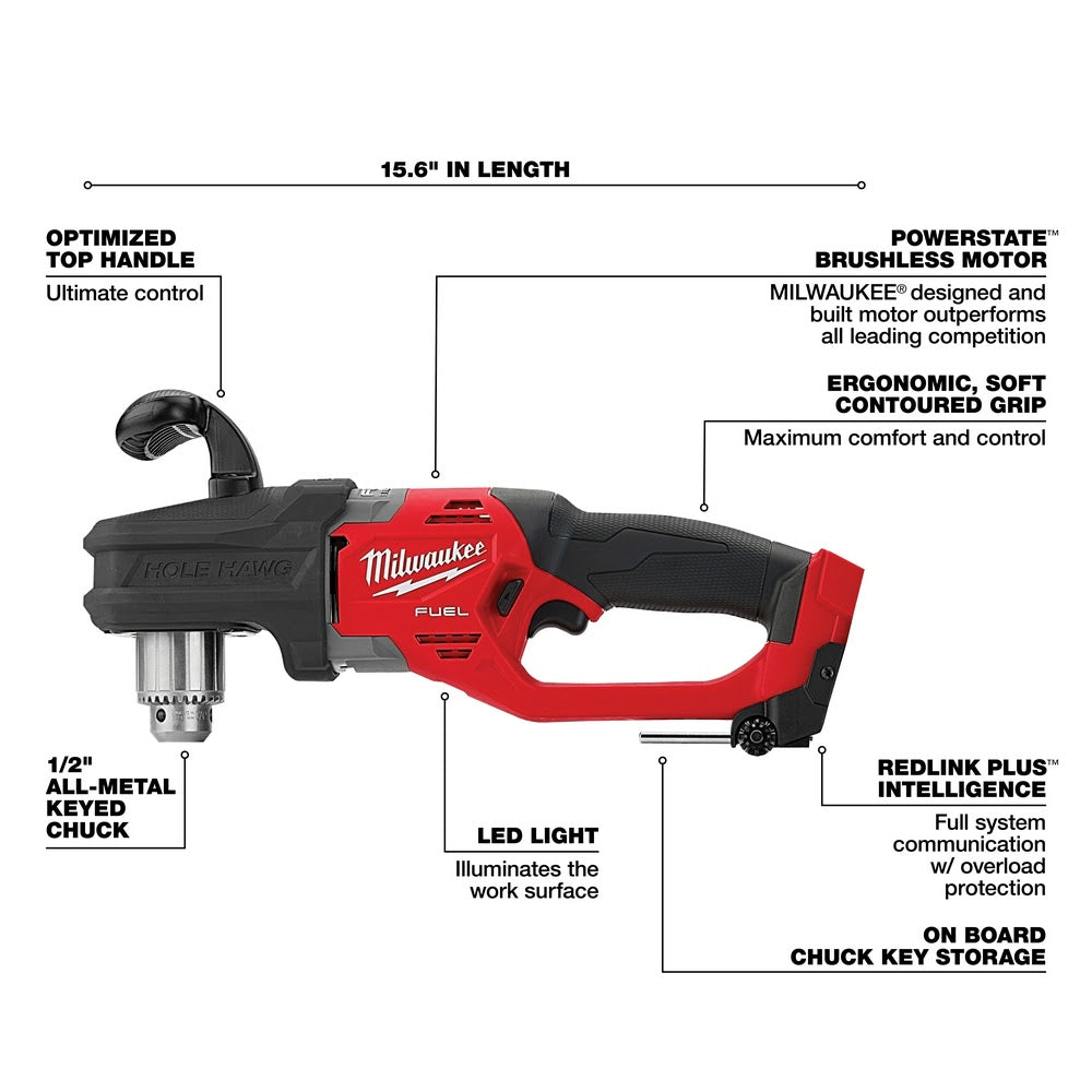 Milwaukee 2807-20 M18 FUEL Hole Hawg 1/2 Right Angle Drill - Bare Tool